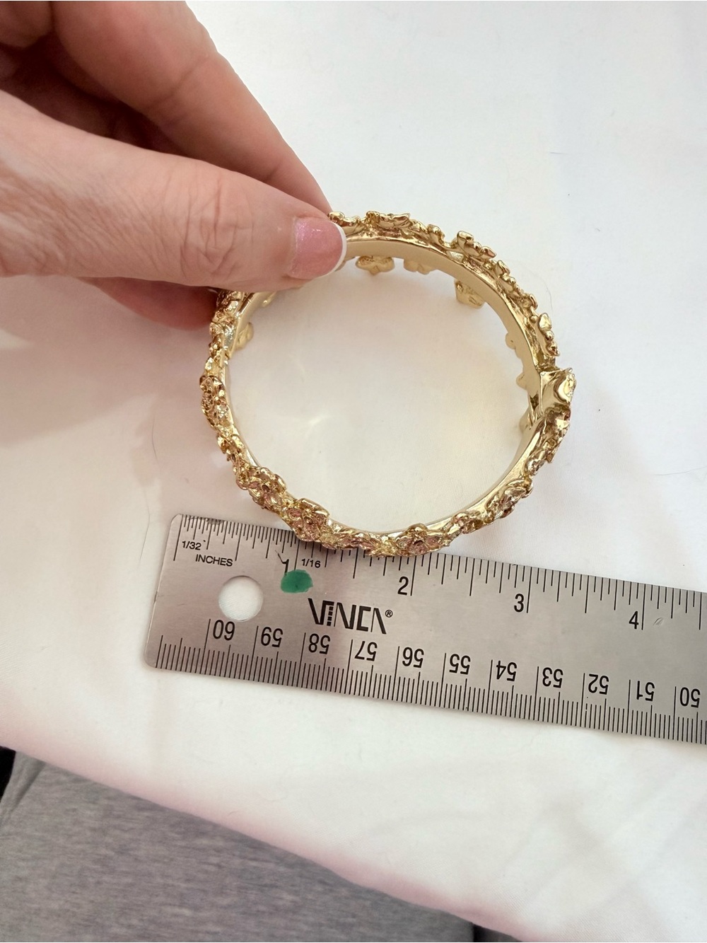 Gold Tone Floral Cluster Bangle Bracelet - Picture 10 of 10